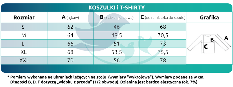 Rozmiary - mezczyzna legginsy