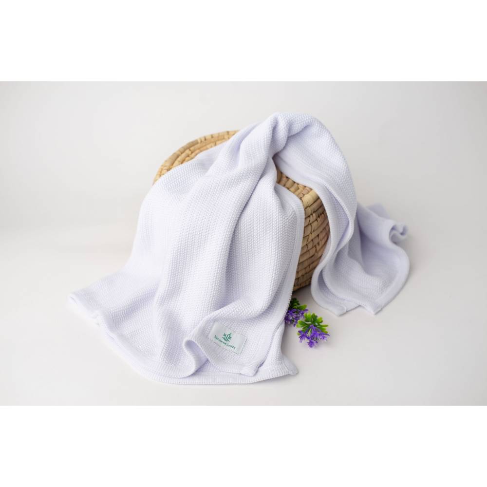 Bambusowy kocyk z jonami srebra BIAŁY 90 x 90 cm, BambooCare24