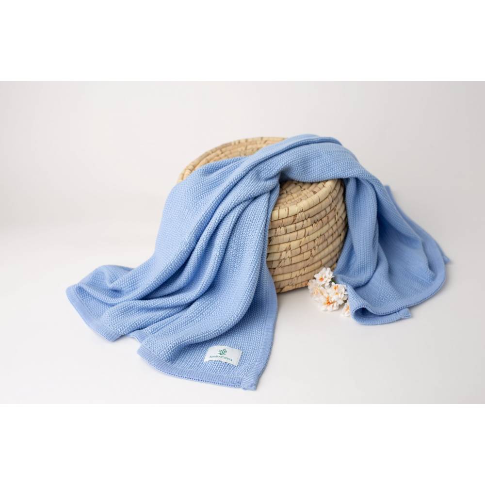 Bambusowy kocyk z jonami srebra NIEBIESKI, BambooCare24