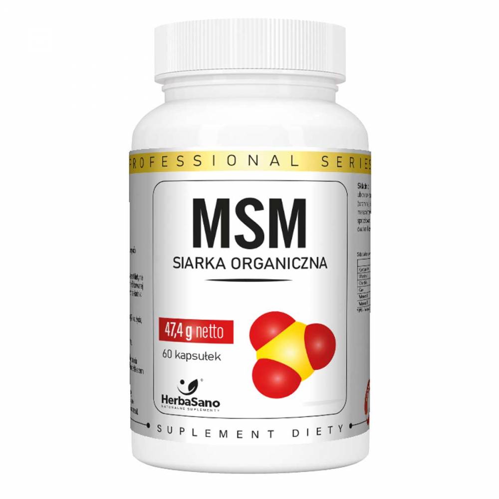MSM SIARKA ORGANICZNA 60 kaps. regeneracja skóry, HERBASANO