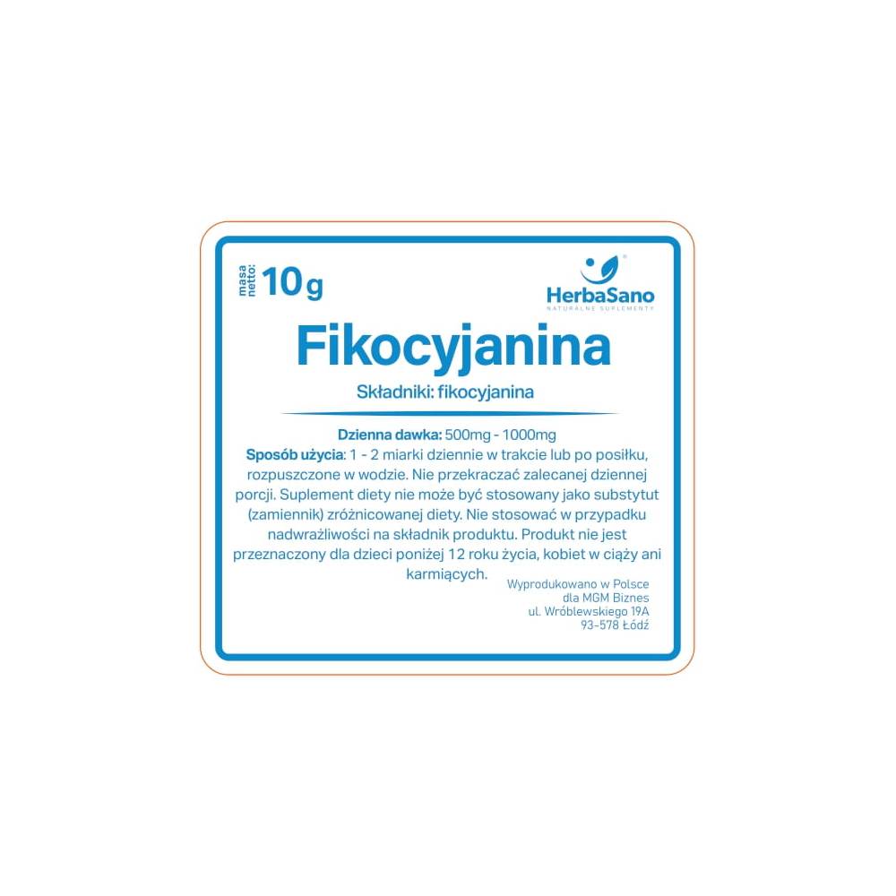 Fikocyjanina w proszku wyciąg ze spiruliny 10g, HerbaSano