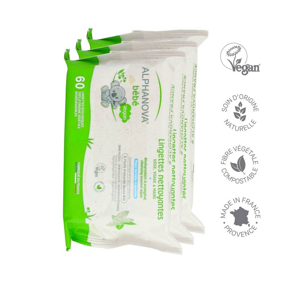 Naturalne Chusteczki Nawilżane 72 szt. - TRZYPAK Alphanova Bebe