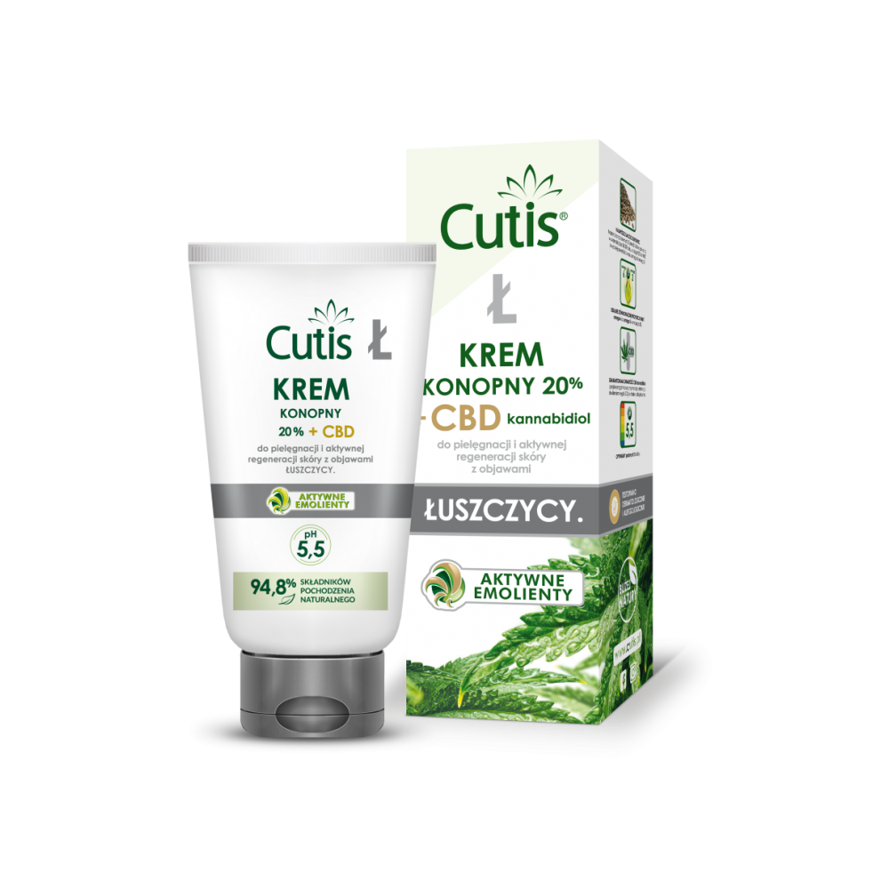 Cutis Ł Krem konopny 20% + CBD kannabidiol do skóry z objawami łuszczycy, 120 ml