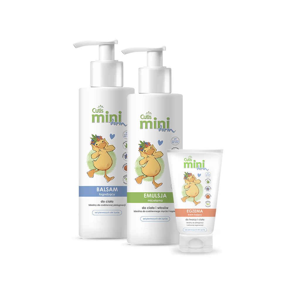 Cutis Mini Derm Emulsja+Balsam+Krem ZESTAW na AZS, egzema