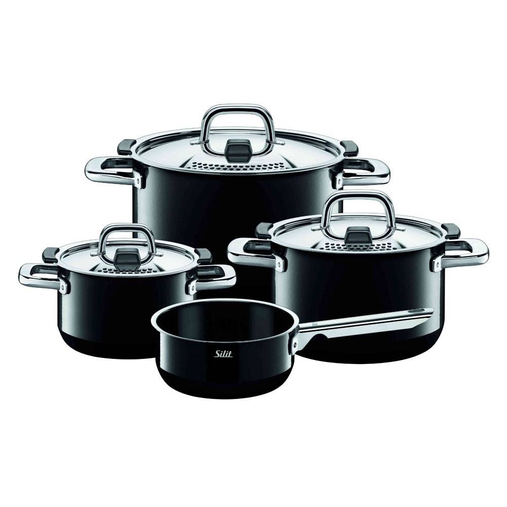 Zestaw 4 elementowy z rondelkiem Silargan Nature Black Silit