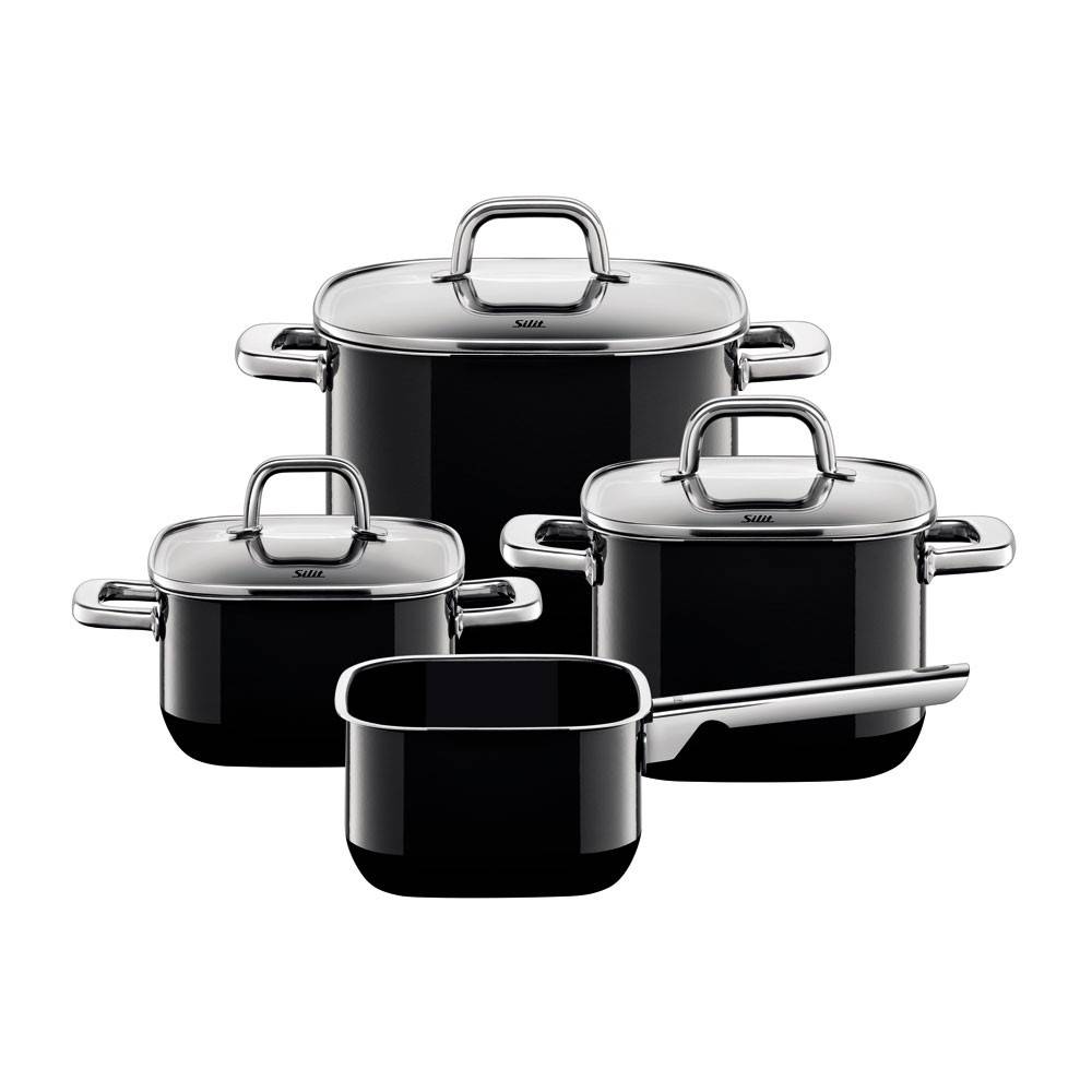 Zestaw naczyń 7 el. Quadro Black indukcja Silargan Silit