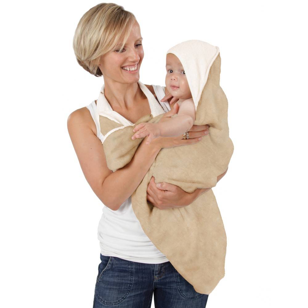 Ręcznik Fartuch, kawowo-biały Cuddledry Baby