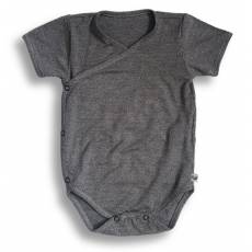 Body kimono z krótkim rękawem, BAMBUS, ciemnoszary melanż Nanaf Organic