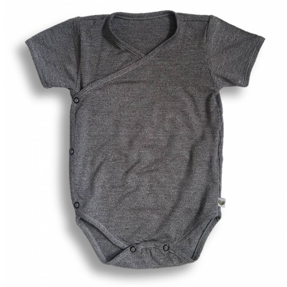 Body kimono z krótkim rękawem, BAMBUS, ciemnoszary melanż Nanaf Organic