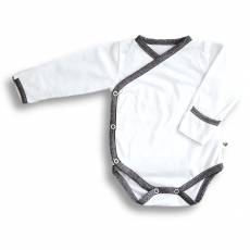 Body kimono z długim rękawem, BAMBUS biało-szare, Nanaf Organic - WYCOFANE