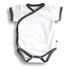 Body kimono z krótkim rękawem, BAMBUS biało-szare Nanaf Organic