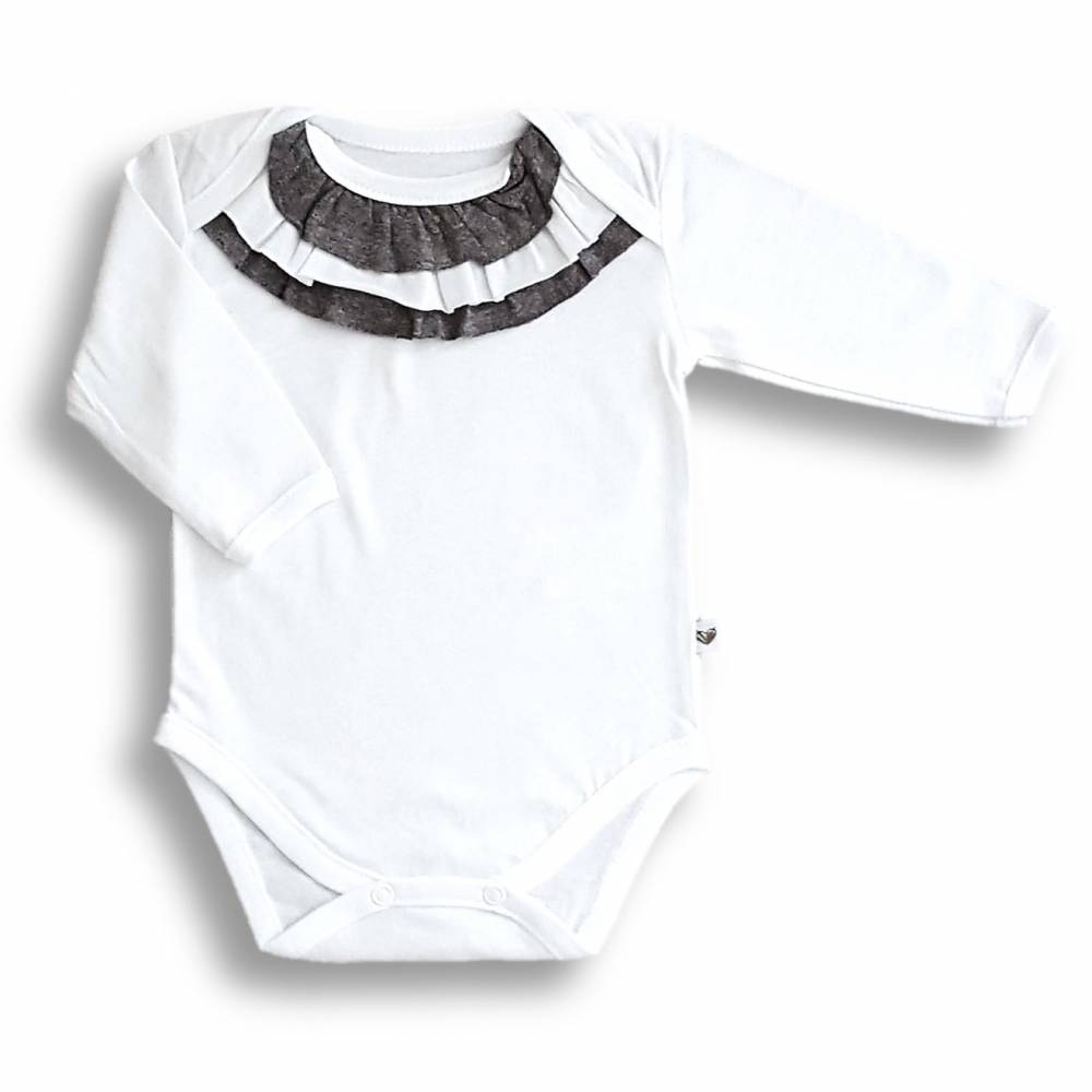 Body motylkowe FALBANKA, biało-szare, BAMBUS, Nanaf Organic