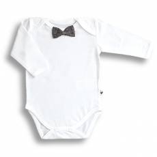 Body motylkowe MUSZKA, BAMBUS biało-szare, Nanaf Organic