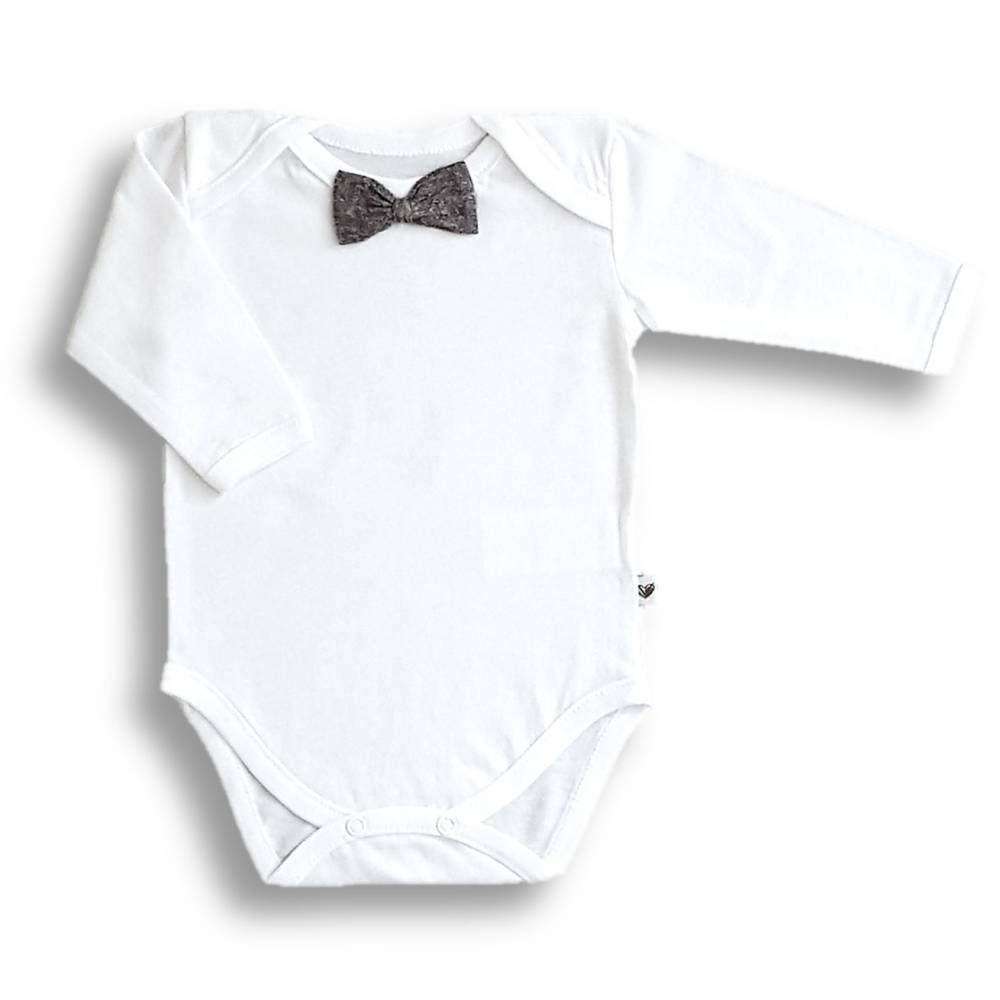 Body motylkowe MUSZKA, BAMBUS biało-szare, Nanaf Organic