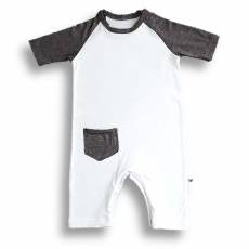 Rampers, BAMBUS biało-szary Nanaf Organic