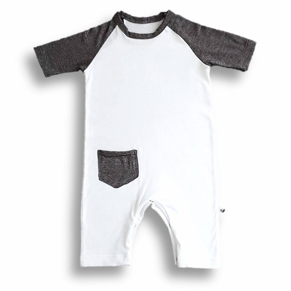 Rampers, BAMBUS biało-szary Nanaf Organic