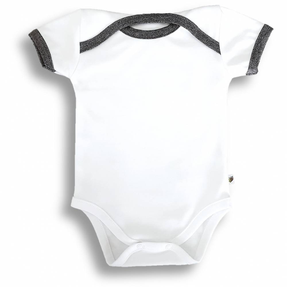 Body motylkowe z krótkim rękawem,  BAMBUS, biało-szare Nanaf Organic