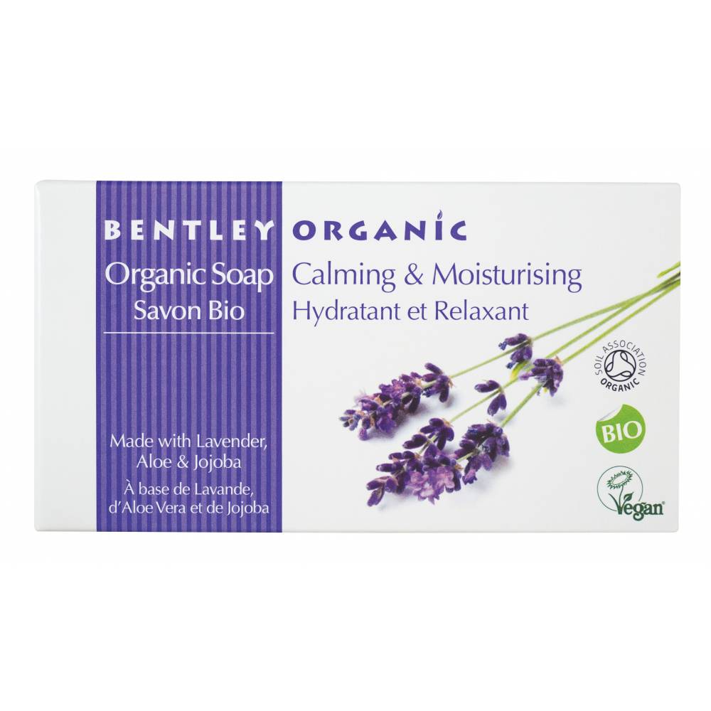 ŁAGODZĄCE i NAWILŻAJĄCE Mydło z Aloesem, Lawendą i Jojobą Bentley Organic