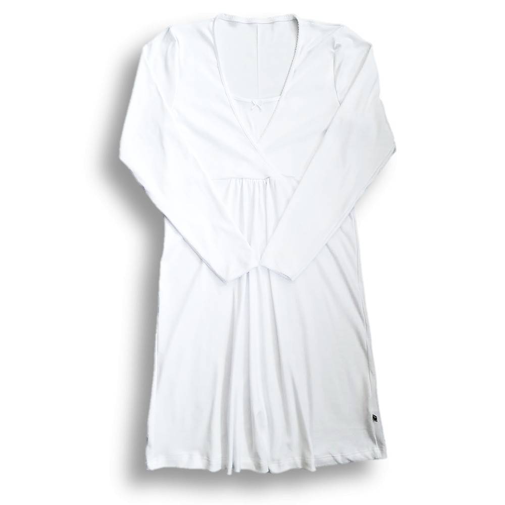 DO SPANIA I KĄPANIA, Koszula nocna z długim rękawem, biała Nanaf Organic