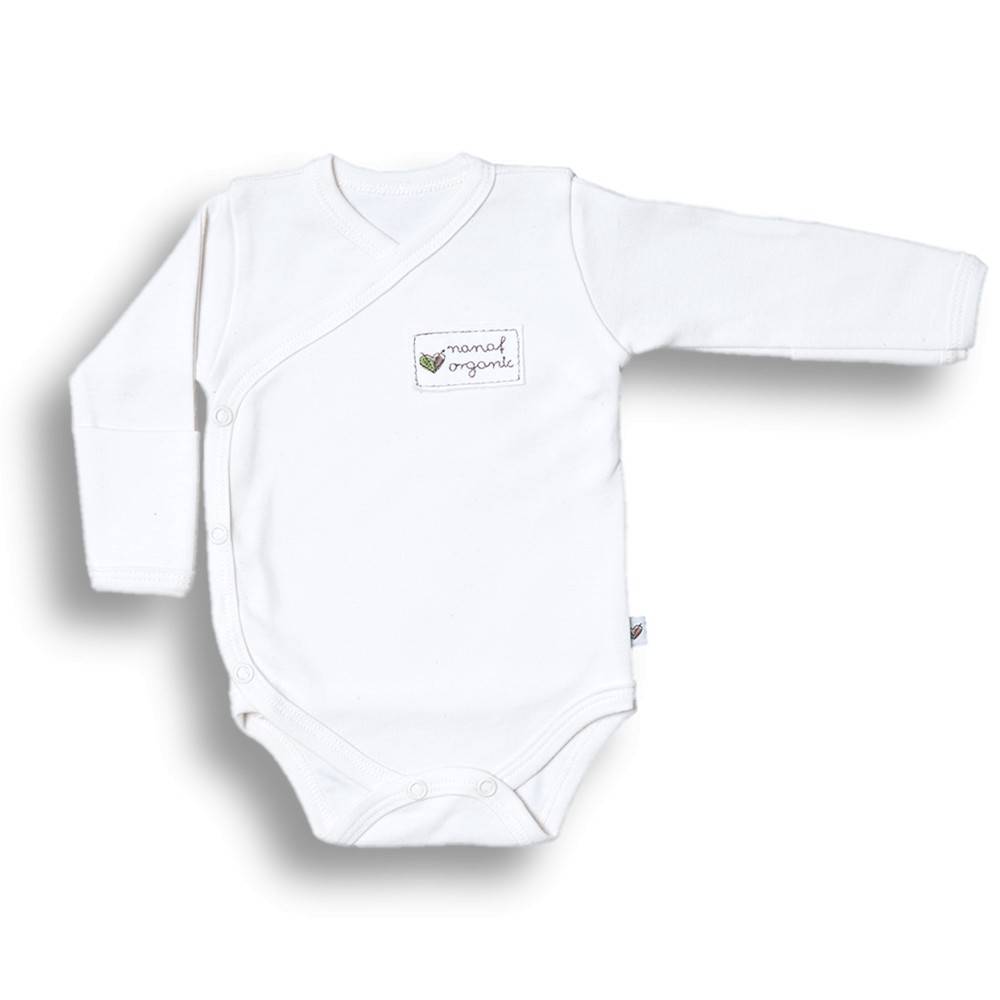 Body kimono z długim rękawem, BASIC białe Nanaf Organic