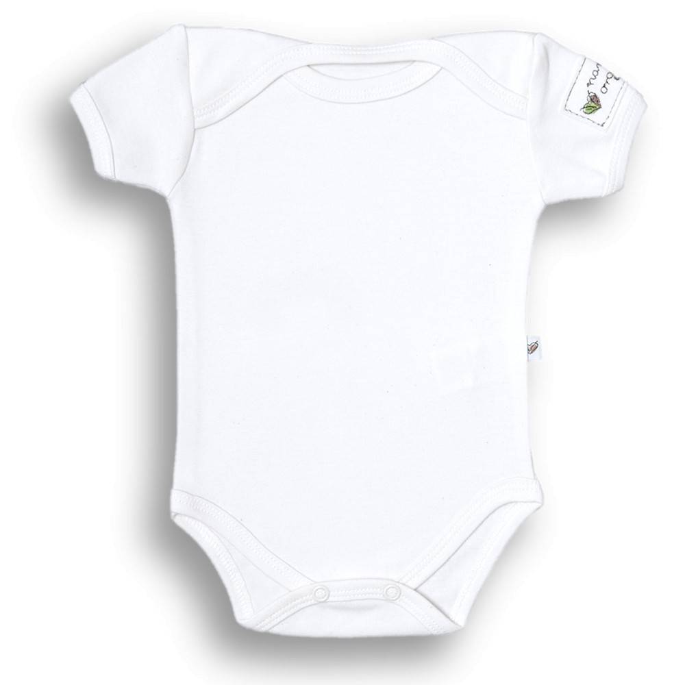 Body motylkowe z krótkim rękawem, BASIC, białe Nanaf Organic