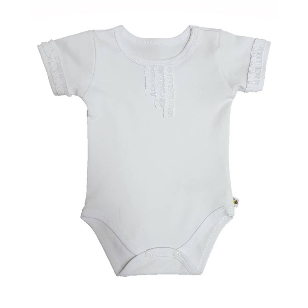 Body z krótkim rękawem z żabotem, RETRO, białe Nanaf Organic